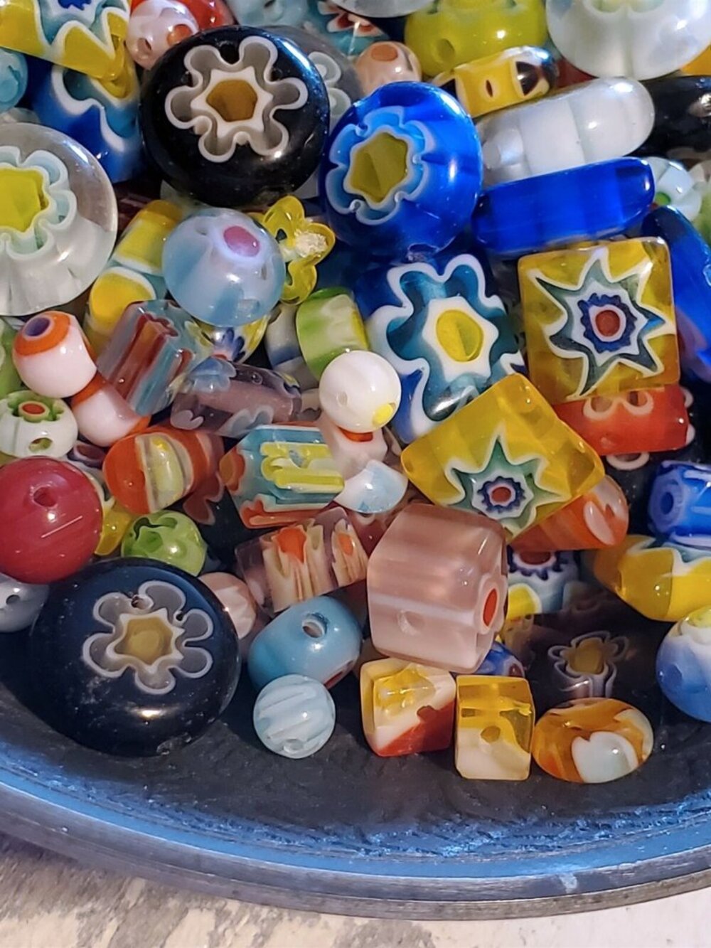 Bulk Lot of 50 Mixed Color Shape Size Millefiori Glass Beads 4-10mm Assorted